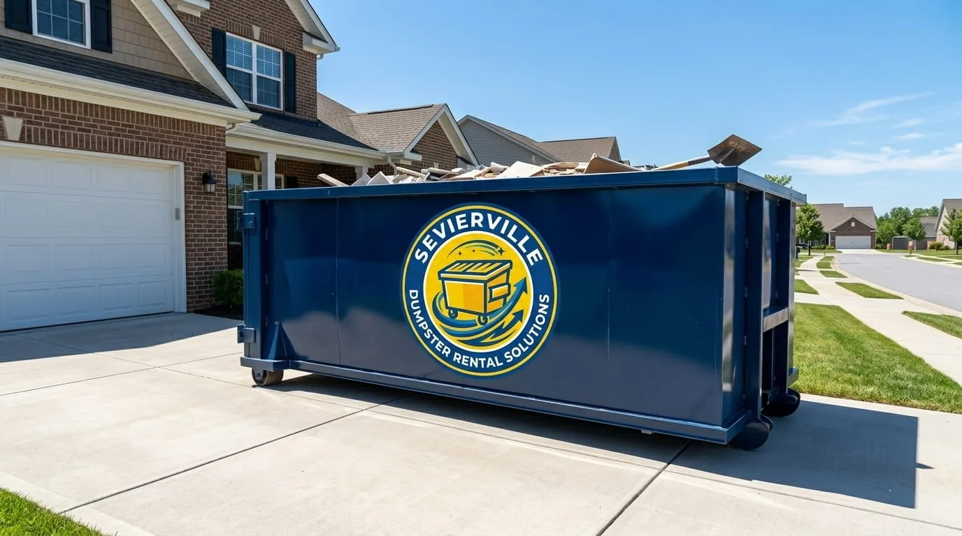 A dumpster rental invoice and a Sevierville roll-off container